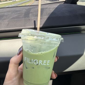 Filigree Coffee - Iced matcha latte with oatmilk and vanilla - Coffee & Tea Near Me - Winter Garden, Florida Filigree Coffee - Iced matcha latte with oatmilk and vanilla - Coffee & Tea Near Me - Winter Garden, Florida