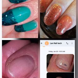 J'adore nail bar - Dent at the base of my thumbs; 5 years of monthly visits+tips= more than $4K.New shop trying to fix the damage that was done.