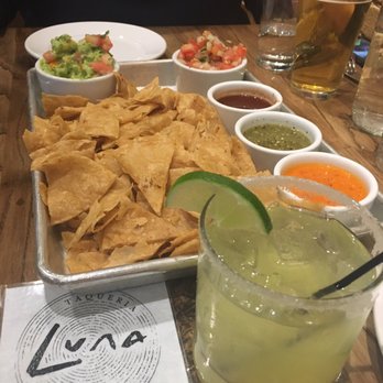 Luna - GRAND RAPIDS - Salsa flight and side of guacamole. Classic margarita. $5 during their happy hour. Yum! - Mexican Near Me - Grand Rapids, Michigan Luna - GRAND RAPIDS - Salsa flight and side of guacamole. Classic margarita. $5 during their happy hour. Yum! - Mexican Near Me - Grand Rapids, Michigan