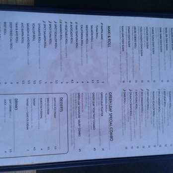 Green Leaf Sushi - Menu (2/2) March 28, 2019 - Sushi Bars Near Me - Vancouver, British Columbia