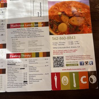 Thailicious - Lunch specials and drinks menu - Thai Near Me - Artesia, California Thailicious - Lunch specials and drinks menu - Thai Near Me - Artesia, California
