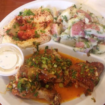 Chicken Maison - Spicy lemon garlic 1/4 dark chicken hummus and potatoes. - Middle Eastern Near Me - Torrance, California