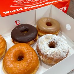 Randy's Donuts - Glazed Raised, Chocolate Raised, Butter Crumb Raised, Maple Raised - Costa Mesa, California