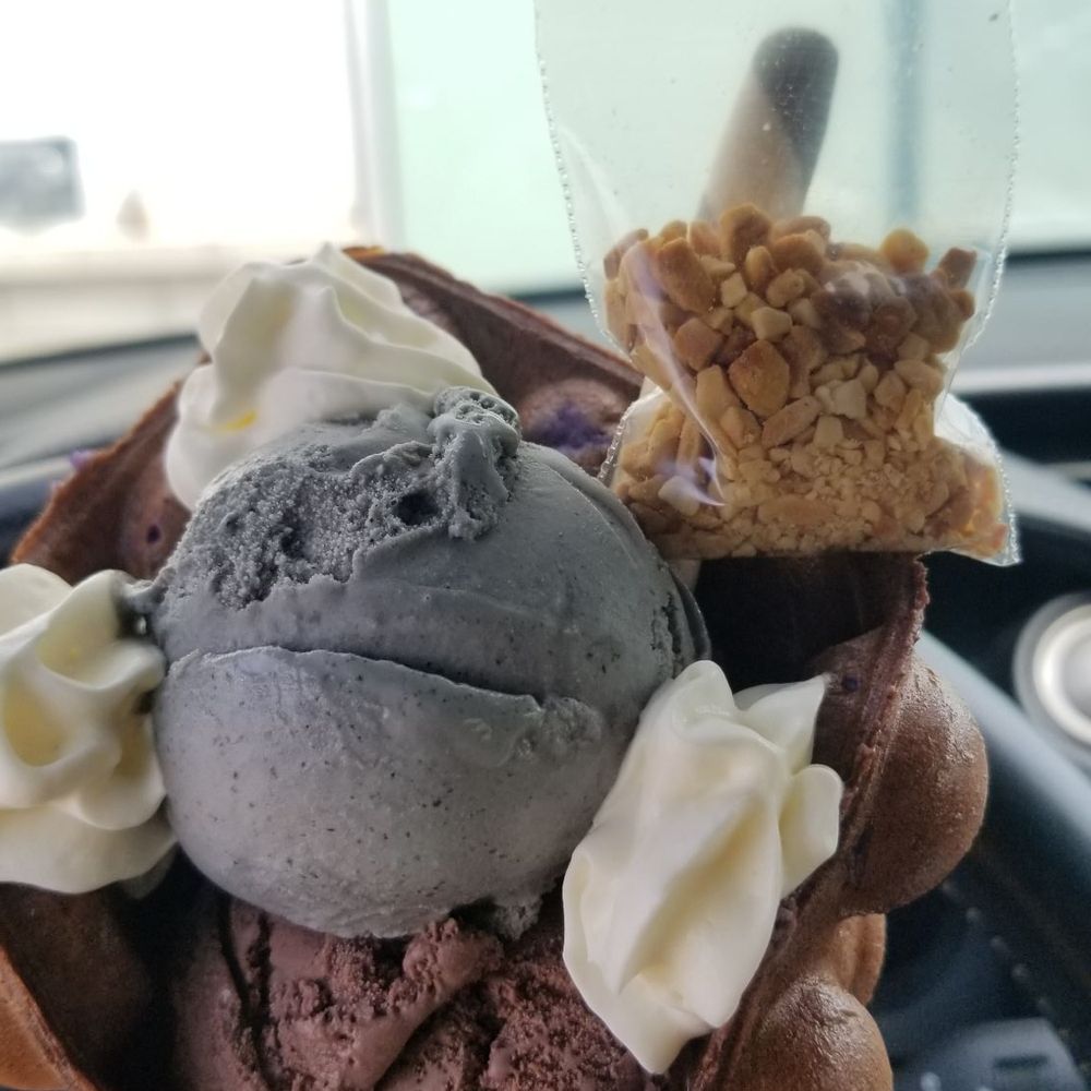 Check out the stale pack of peanuts on the top right of the ice cream Check out the stale pack of peanuts on the top right of the ice cream