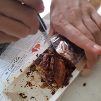 Breads Bakery - Union Square - cutting the chocolate babka causes crumbs to go all over the table - Bakeries Near Me - New York, New York