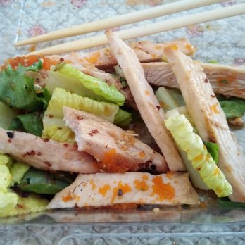 Sushi Ya - grilled chicken salad (already ate some): romaine lettuce, a lot of chicken, smelt eggs, miso/soy dressing - Sushi Bars Near Me - Pasadena, California Sushi Ya - grilled chicken salad (already ate some): romaine lettuce, a lot of chicken, smelt eggs, miso/soy dressing - Sushi Bars Near Me - Pasadena, California