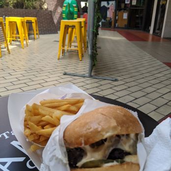 Amboy - DH Burger and seat level tables. - Steakhouses Near Me - Los Angeles, California