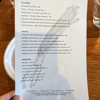 Tesoro - Dinner menu - food. - Italian Near Me - Carrboro, North Carolina Tesoro - Dinner menu - food. - Italian Near Me - Carrboro, North Carolina