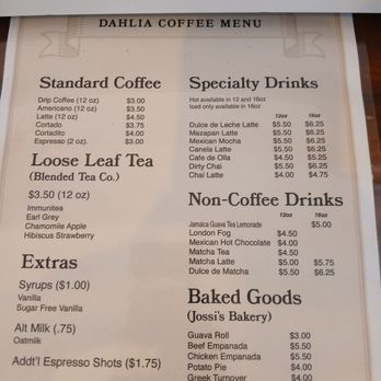 Dahlia Coffee - Menu - Coffee & Tea Near Me - Cleveland, Ohio