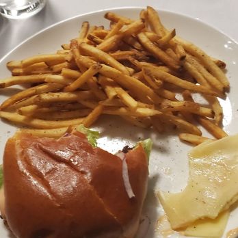 Saucy Brew Works - Saucy burnt burger, un-melted cheese product, and some very tasty fries. - Brewpubs Near Me - Sandusky, Ohio