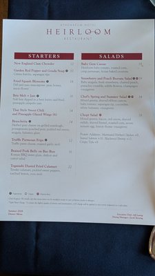 Menu photo 2 Heirloom Restaurant Chautauqua, NY