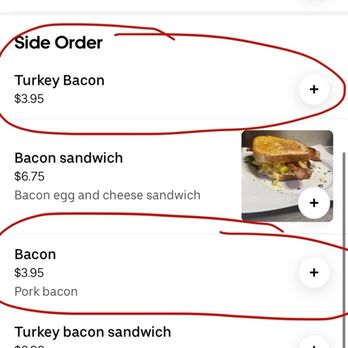 Dessence Cafe - Uber eats turkey bacon and pork being the same price - Seafood Near Me - East Point, Georgia