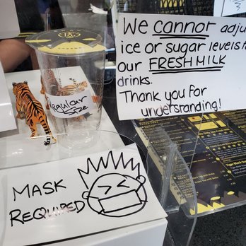Tiger Sugar - Important notices at cash register - Coffee & Tea Near Me - Las Vegas, Nevada Tiger Sugar - Important notices at cash register - Coffee & Tea Near Me - Las Vegas, Nevada