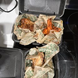 Wingstop - 20 wings with original hot, garlic Parmesan, and Hawaiian sauce