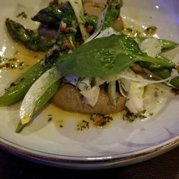 Vegetarian Entree. Asparagus and eggplant.