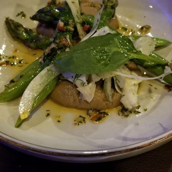 58 Tour Eiffel - Vegetarian Entree. Asparagus and eggplant. - French Near Me - Paris, 75