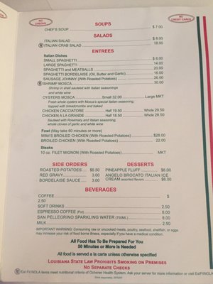 Menu photo 6 Mosca's Restaurant Westwego, LA