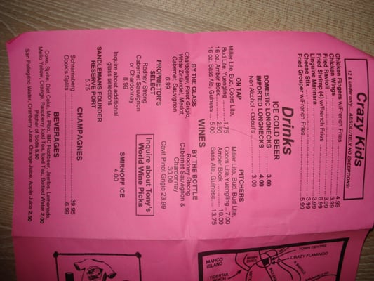 Menu photo 6 The Crazy Flamingo Marco Island, FL