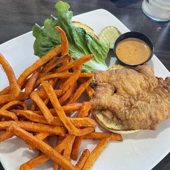 Brick House Diner - Chicken sandwich and sweet potato fries - Seafood Near Me - Virginia Beach, Virginia Brick House Diner - Chicken sandwich and sweet potato fries - Seafood Near Me - Virginia Beach, Virginia