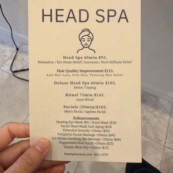 Head Spa - Menu - Skin Care Near Me - Honolulu, Hawaii