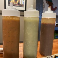Cafe Bueno - Loved the different hot sauce. Mild, spicy, And super spicy.