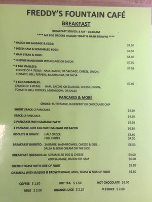 Menu photo 2 Freddy’s Fountain Cafe Niland, CA