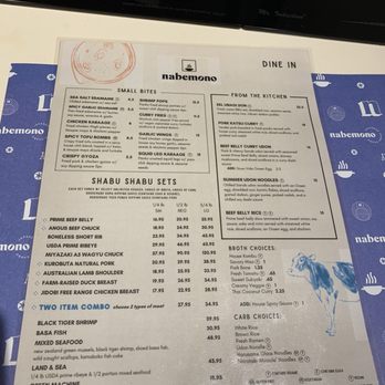 Nabemono Shabu Shabu - Menu - Japanese Near Me - Alhambra, California