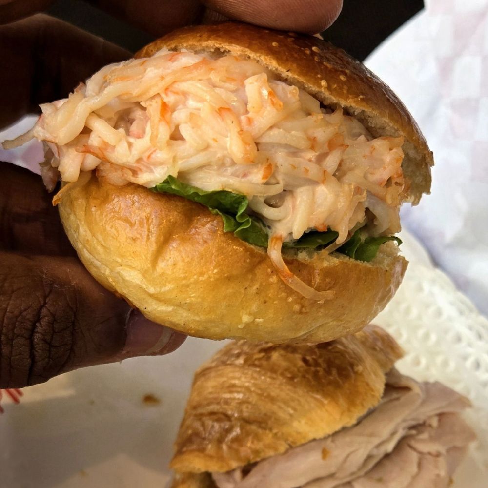 Pastelería Mallorca - Mini Seafood Salad Bun & Mini Turkey Pesto Croissant - Bakeries Near Me - Madrid, M Pastelería Mallorca - Mini Seafood Salad Bun & Mini Turkey Pesto Croissant - Bakeries Near Me - Madrid, M