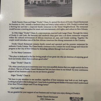 Dooky Chase's Restaurant - Menu - Cajun/Creole Near Me - New Orleans, Louisiana