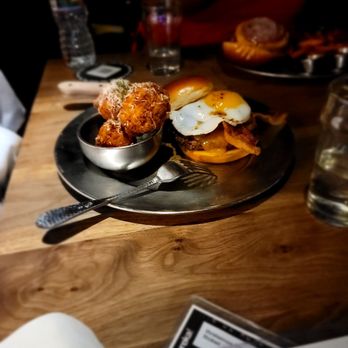 Eureka! - Jalape-o Egg Burger Mac N- Cheese Balls - American Near Me - Las Vegas, Nevada Eureka! - Jalape-o Egg Burger Mac N- Cheese Balls - American Near Me - Las Vegas, Nevada