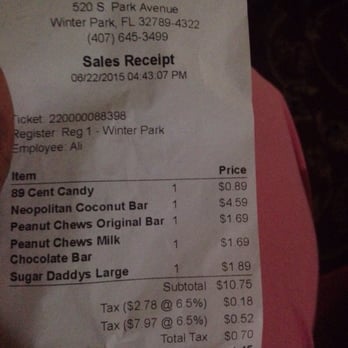 Rocket Fizz - My total for five pieces of candy - Candy Stores Near Me - Winter Park, Florida Rocket Fizz - My total for five pieces of candy - Candy Stores Near Me - Winter Park, Florida