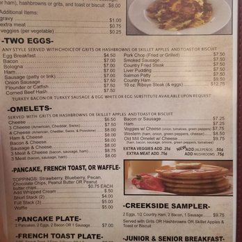 Creekside Restaurant - Menu breakfast - Breakfast & Brunch Near Me - Lexington, South Carolina