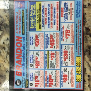 Brandon Auto - Great deal!! Use coupons. You can download coupons at www.brandonautosmogrepair.com - Auto Repair Near Me - San Diego, California Brandon Auto - Great deal!! Use coupons. You can download coupons at www.brandonautosmogrepair.com - Auto Repair Near Me - San Diego, California