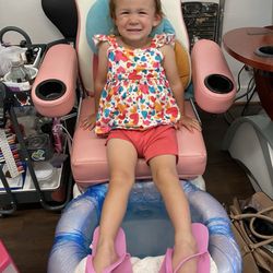 In The Clouds Beauty Studio - June with her first pedicure