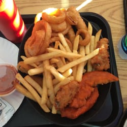 Deluxe Pizza - Appetizer sampler - fries, onion rings, buffalo chicken tenders, mozzarella sticks and jalapeno poppers