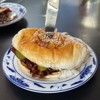 Bonnie's - cha siu mcrib - $27 cha siu glaze, steamed ribs, chinese hot mustard, b&b pickles + milk bun - Cantonese Near Me - Brooklyn, New York Bonnie's - cha siu mcrib - $27 cha siu glaze, steamed ribs, chinese hot mustard, b&b pickles + milk bun - Cantonese Near Me - Brooklyn, New York
