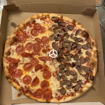 Rosa's Pizza - Half pepperoni; half sausage. Generous amount of toppings and cheese - Pizza Near Me - Middle Village, New York