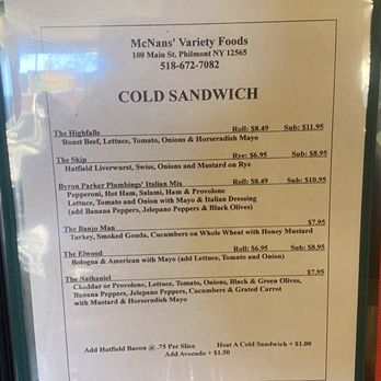 McNan's Variety Foods - Menu - Grocery Near Me - Philmont, New York