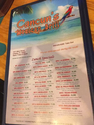 Menu photo 4 Cancun's Mexican Grill Chipley, FL Menu photo 4 Cancun's Mexican Grill Chipley, FL