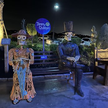 Jimmy Changas - a couple of skeletons sitting on a bench - Mexican Near Me - League City, Texas Jimmy Changas - a couple of skeletons sitting on a bench - Mexican Near Me - League City, Texas