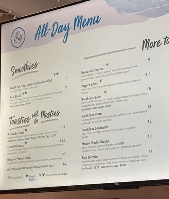 Menu photo 8 Drift Cafe Pacific Beach, CA