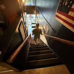 Whiskey Foxtrot Burger Shoppe - Staircase to upstairs dining