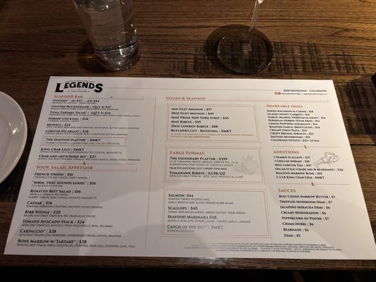 Menu photo 2 Legends Steak and Seafood Breckenridge, CO Menu photo 2 Legends Steak and Seafood Breckenridge, CO