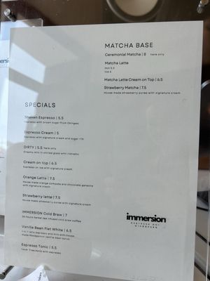 Menu photo 8 Immersion Coffee San Diego, CA Menu photo 8 Immersion Coffee San Diego, CA