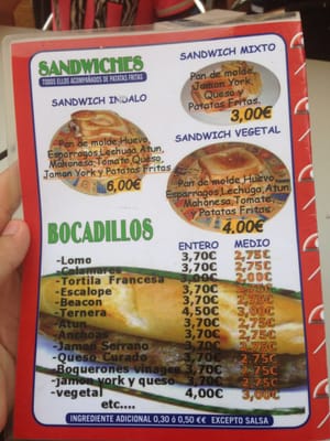 Menu photo 2 El Índalo Sagunto, V