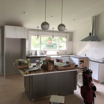 Refresh Painting & Remodeling - Installed backsplash, cabinets, trim and fridge surround - Painters Near Me Refresh Painting & Remodeling - Installed backsplash, cabinets, trim and fridge surround - Painters Near Me