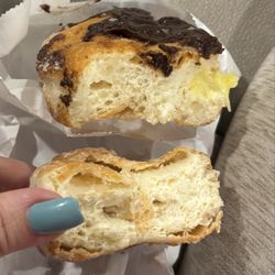 Shipley Do-Nuts - Where's the filling? I thought my eclair didn't have filling but my husband's cream donut only had a dot.