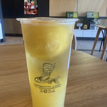 Wushiland Boba - Four season tea with mango sorbet - Bubble Tea Near Me - Los Angeles, California Wushiland Boba - Four season tea with mango sorbet - Bubble Tea Near Me - Los Angeles, California