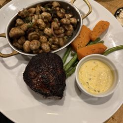 Béarnaise and medium rare filet with sautéed mushrooms and veggies!