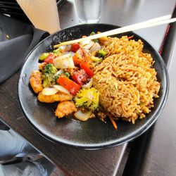 P.F. Chang's - Sesame chicken Vegetables and fried rice